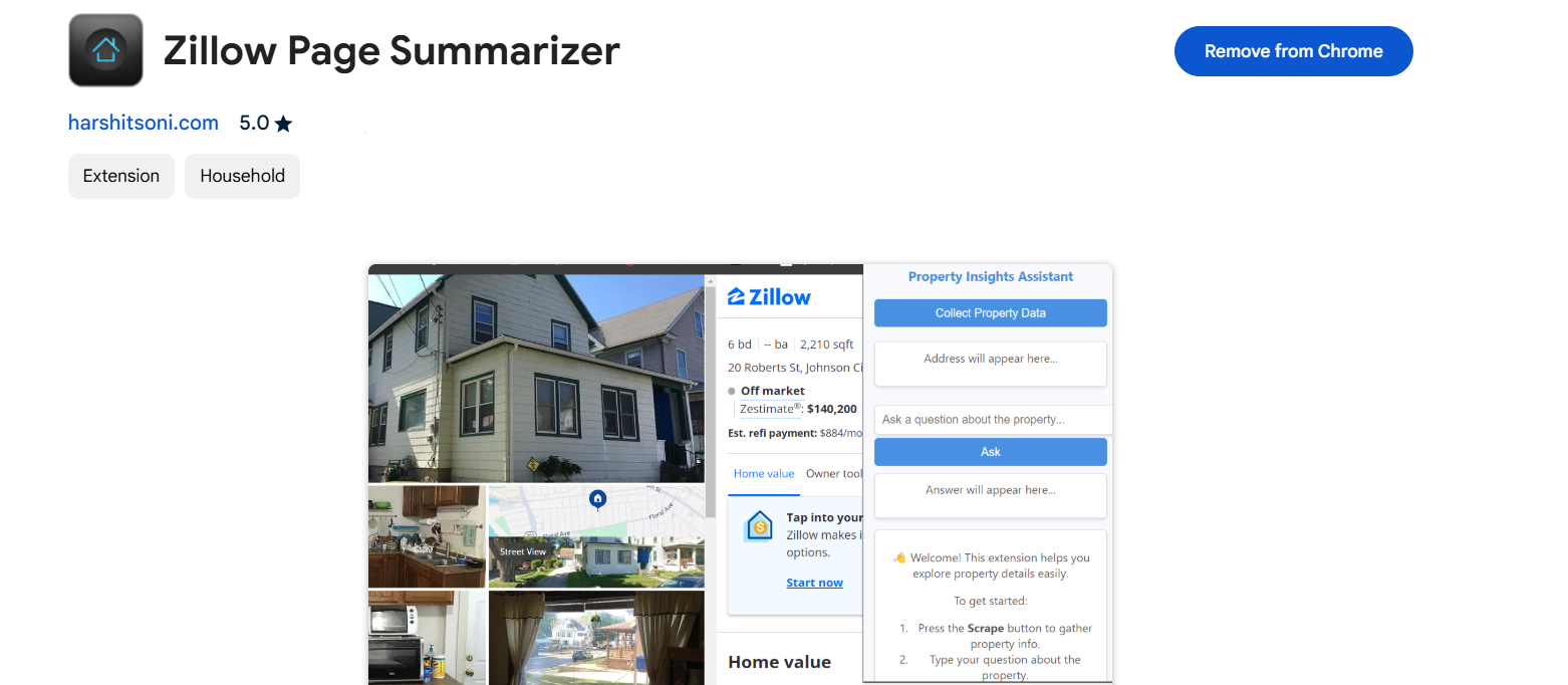 Zillow Page Summarizer